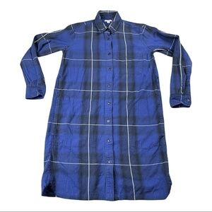 Gap Tunic Top‎ Womens Extra Small XS Blue Plaid Long Sleeve Oversized Flannel